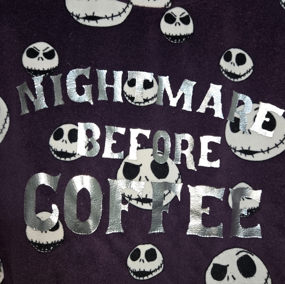 Disney Women's M Purple Nightmare Before Coffee Sleep Shirt - Picture 2 of 9